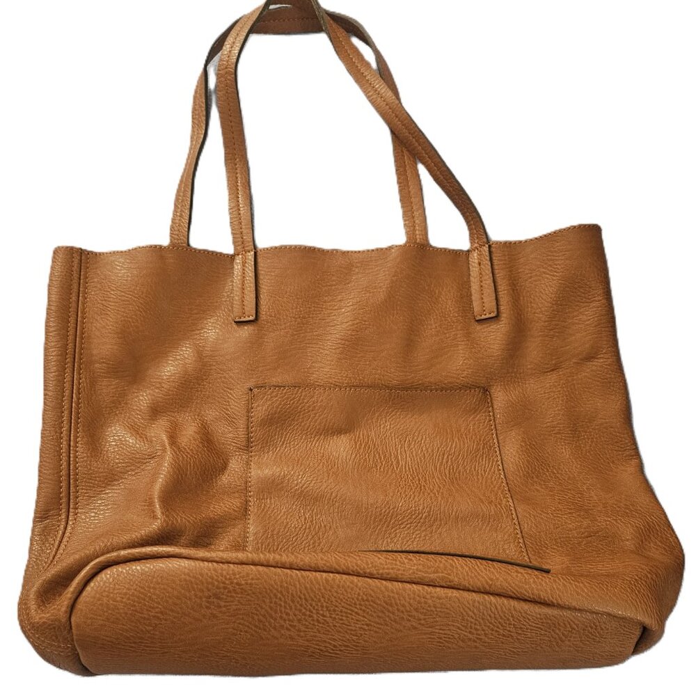 Vintage Brown Boho Bag Purse Tote Large 13 1/2" x 14" Pebbled